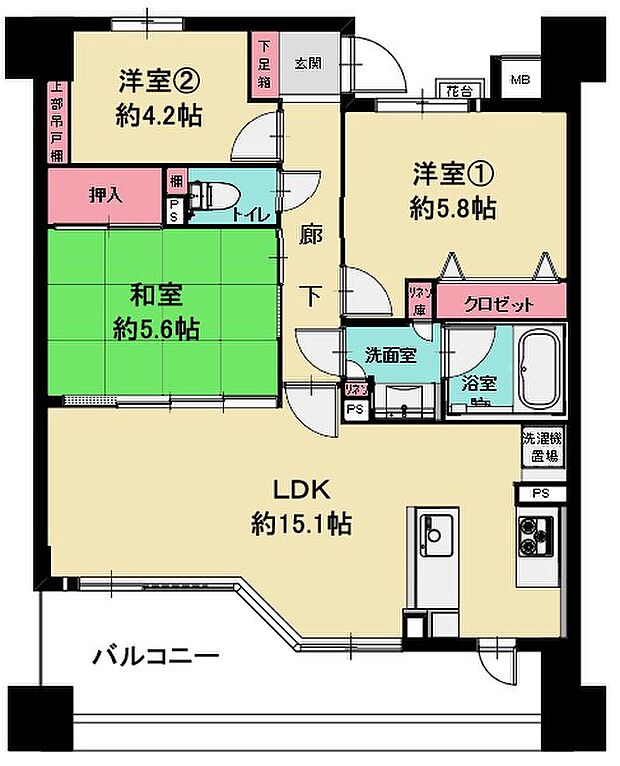 平野西ガーデンハウス(3LDK) 6階/603の間取り図