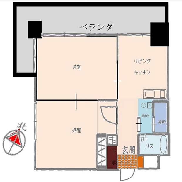 曙マンション(2DK) 7階の間取り図