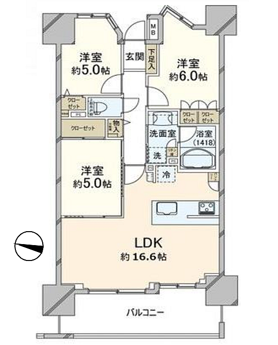 リノベ済　レーベンリヴァーレ町田ルージタワー(3LDK) 2階の内観