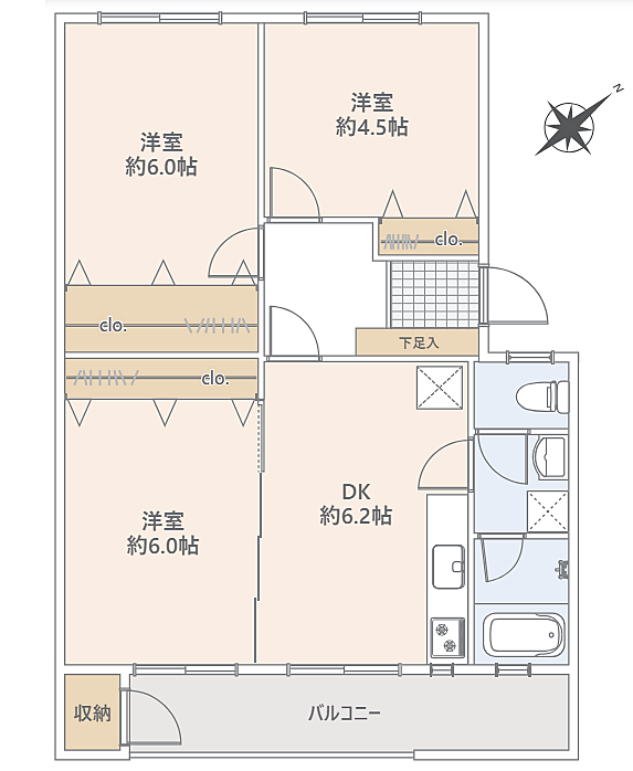 フルリノベ済　立川羽衣町住宅(3DK) 3階の間取り図