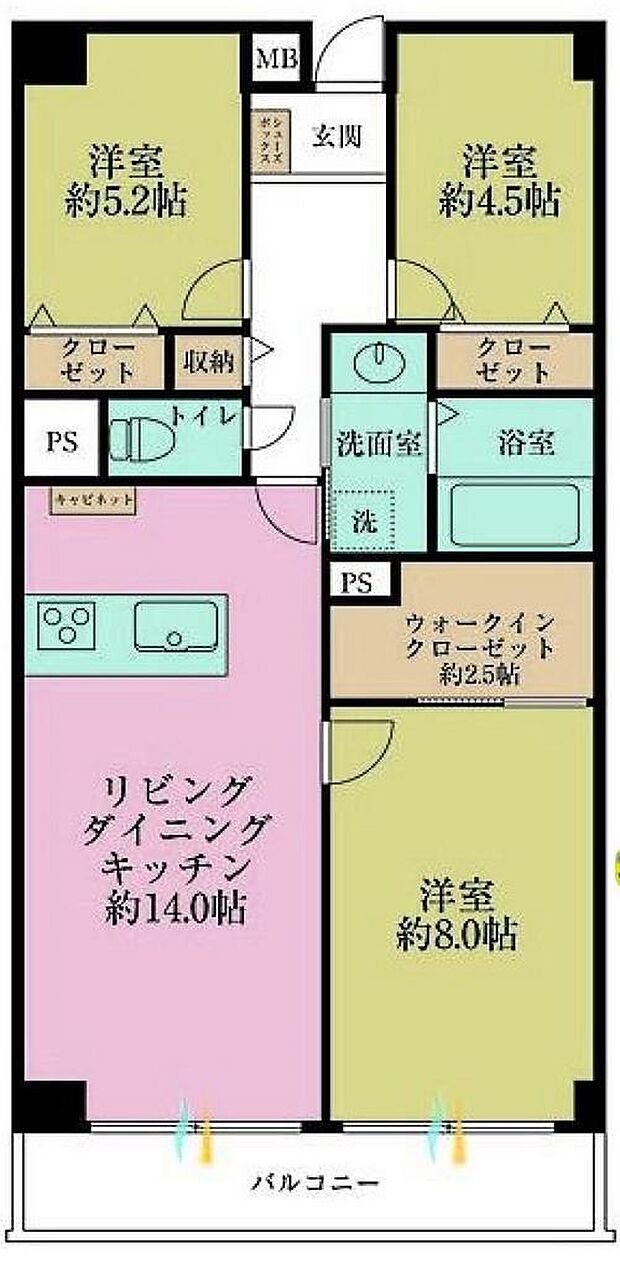 コンドミニアム仙台堀パーク(3LDK) 3階/313の間取り図