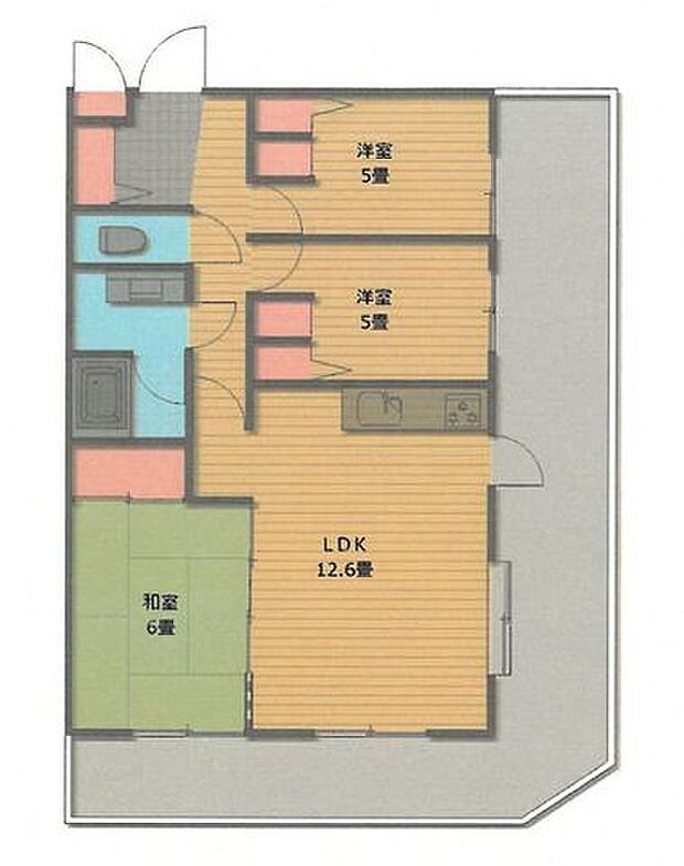 ライオンズマンション青山(3LDK) 4階の間取り図