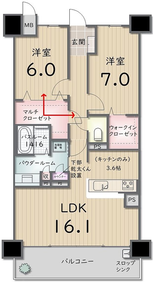 アルファスマート太田(2LDK) 3階の内観