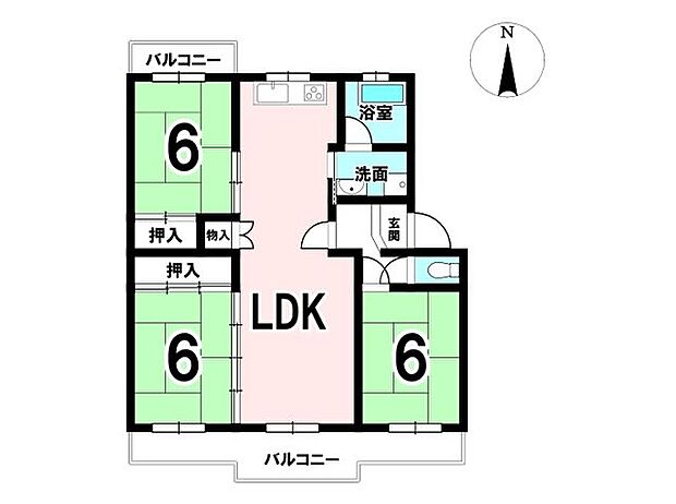 パビリオン大垣(3LDK) 5階の間取り図