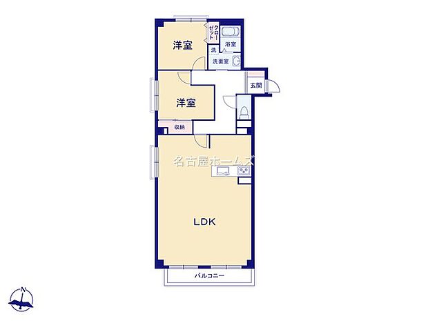 マンション向陽台Ａ棟(2LDK) 1階/101号室の間取り図