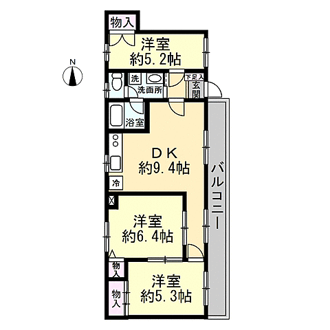 エメラルドマンション矢賀II(3DK) 4階/　　　の内観