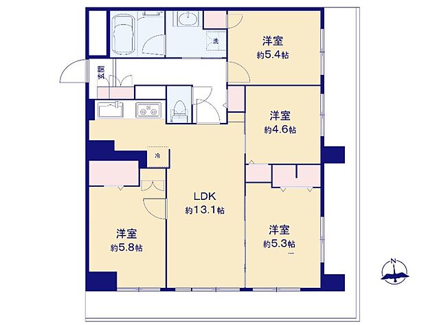 ライオンズマンション東浦和第2(4LDK) 7階の間取り図