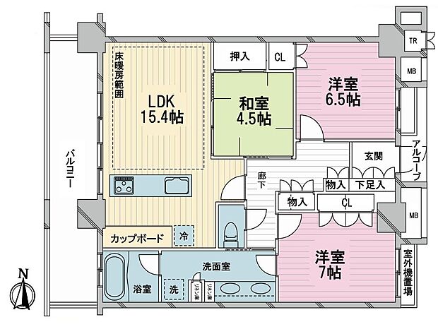 オーベルタワー川口コラージュ(3LDK) 27階の間取り図