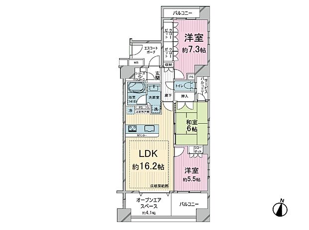 グランシティユーロパレス浦和岸町(3LDK) 8階の間取り図