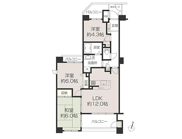 ネオステージ大宮(3LDK) 5階の間取り図