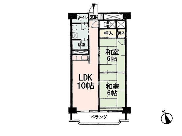 川口サマリヤマンション(2LDK) 8階の間取り図