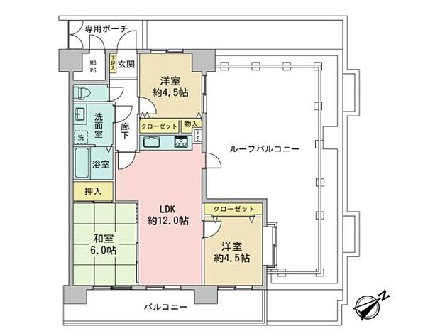 ライオンズマンション西与野(3LDK) 3階の間取り図