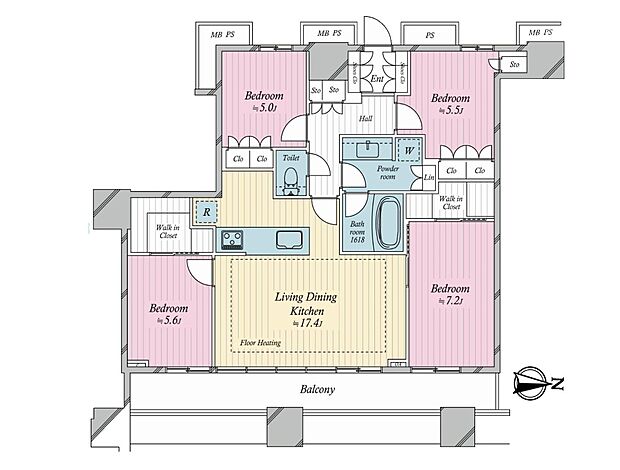 グランドミッドタワーズ大宮スカイタワー(4LDK) 27階の間取り図