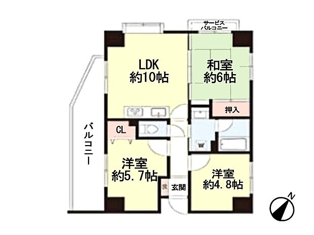 レーベンハイム浦和常盤(3LDK) 6階の間取り図