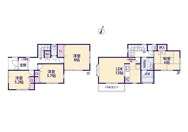 全室南向きで採光豊かな間取です。