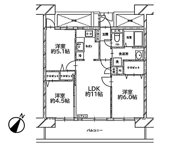 ライオンズマンション上戸田(3LDK) 3階の内観