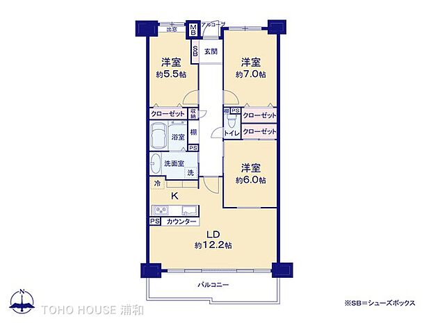 ネオハイツ中浦和(3LDK) 2階の間取り図