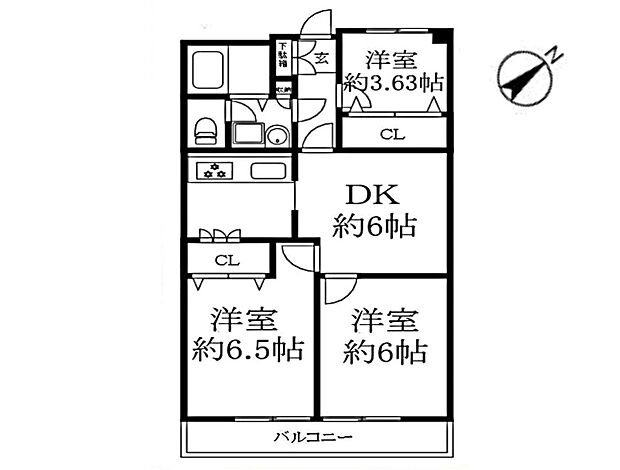 シャルム西川口(3DK) 4階の間取り図