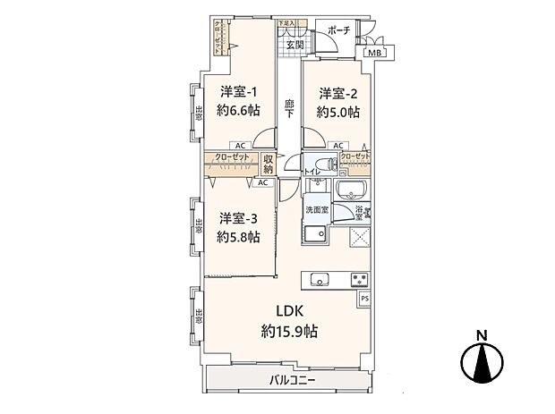 コスモ戸田ピアハイツ(3LDK) 2階の間取り図