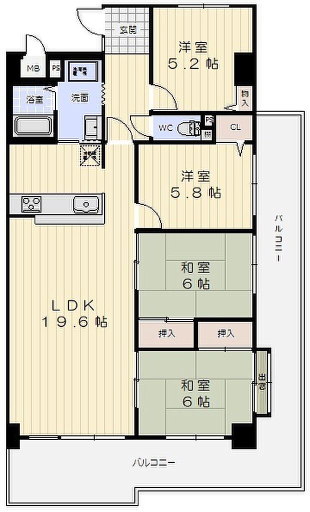 ルイシャトレ須磨名谷(4LDK) 2階の間取り図