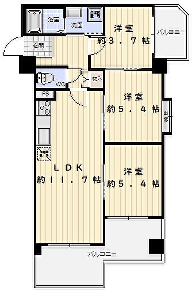 甲南セゾン兵庫(3LDK) 2階の内観