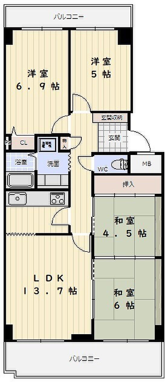 神戸パークシティＢ棟(4LDK) 3階の間取り図