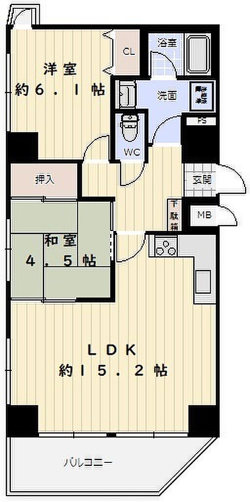 ローレル北野・中山手通(2LDK) 2階の間取り図