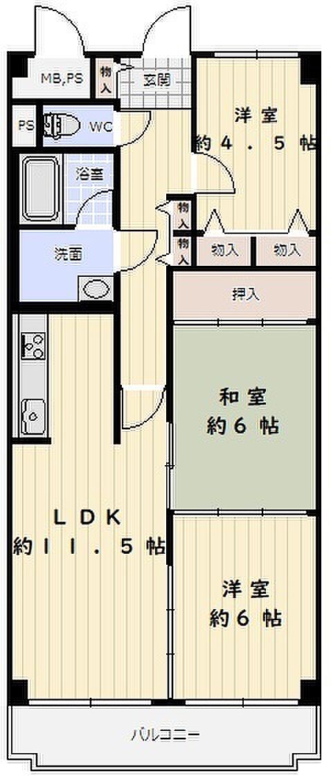 ルネ須磨(3LDK) 9階の間取り図