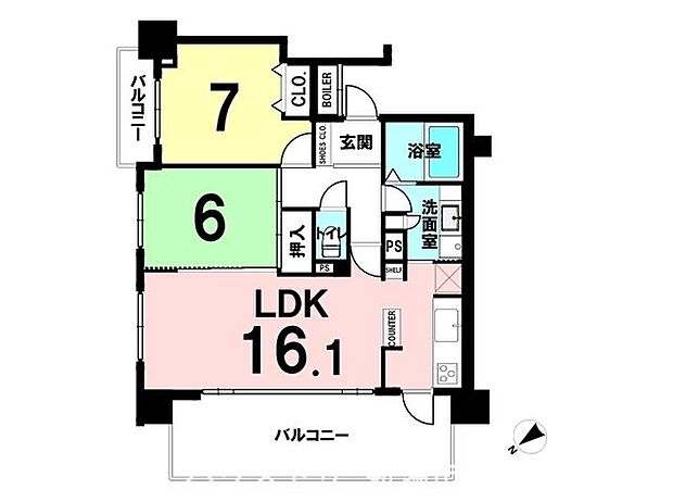 ポレスター新潟アクアガーデン(2LDK) 11階の間取り図