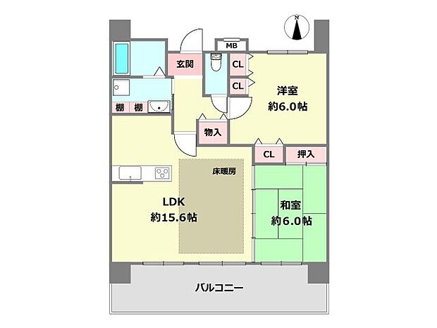 アービング尼崎東難波公園(2LDK) 9階の間取り図