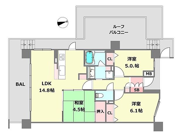 クレアガーデン尼崎エグゼ(3LDK) 8階の間取り図