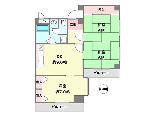 イスズハイツベル武庫之荘南(3LDK) 5階の間取り図