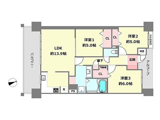 クレアガーデン尼崎エグゼ(3LDK) 1階の間取り図