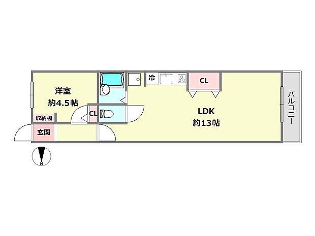 プラザ武庫之荘四番館(1LDK) 3階の間取り図