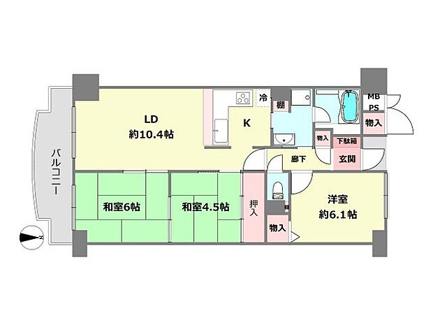 ヴェルドール武庫之荘北(3LDK) 3階の間取り図