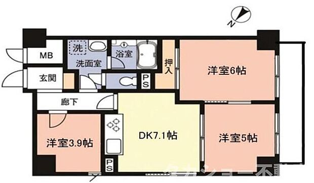 ヴェラハイツ五井(3DK) 7階/706の内観