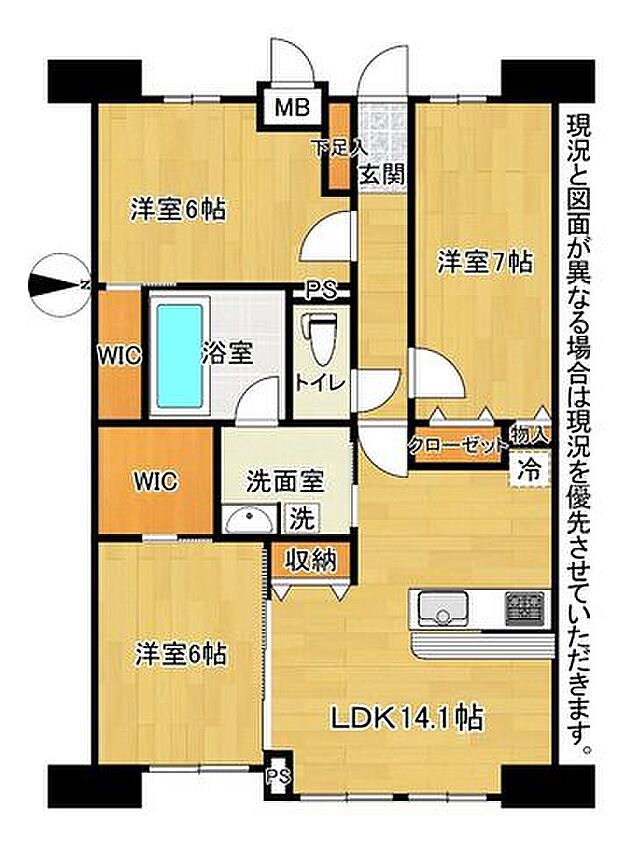 ライフレビュー川崎大師公園(3LDK) 4階の間取り図