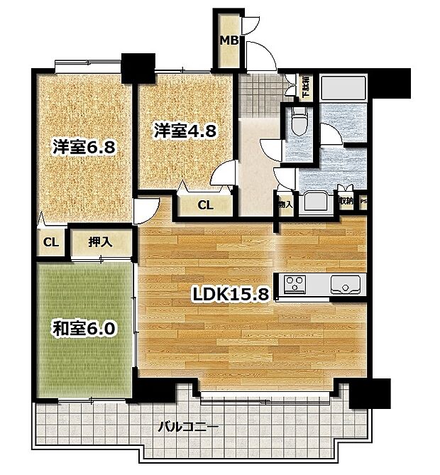 サンステージ東札幌(3LDK) 6階/609の間取り図