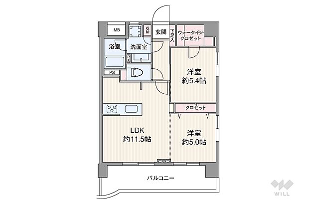 世田谷台ピロティ(2LDK) 5階の間取り図