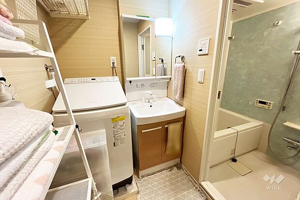 洗面室［2024年5月19日撮影］ボウルが広く、使いやすい洗面台！2面鏡の裏は収納になっています！
