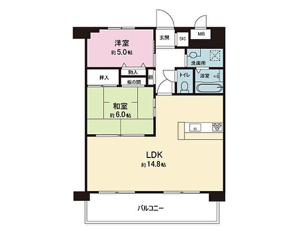 グレースランド萱島(2LDK) 3階の間取り図