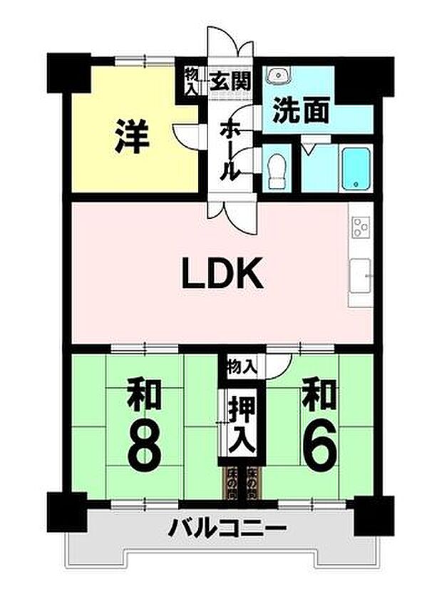 岩槻ハイツ(3LDK) 8階の間取り図