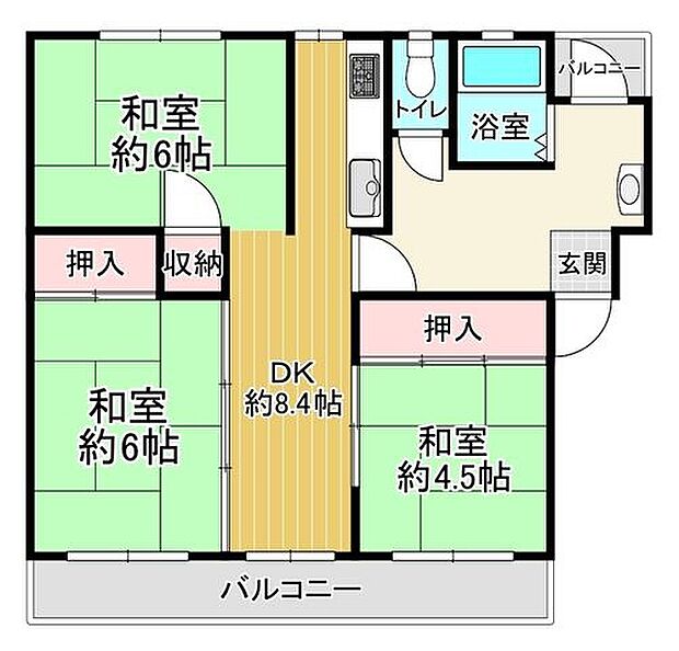 香里三井住宅A9棟(3DK) 4階の内観