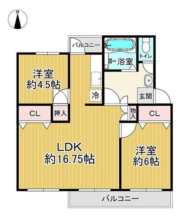 香里三井EG住宅86号棟(2LDK) 4階の間取り図