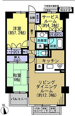 ルネ東松山(2SLDK) 4階/403の間取り図