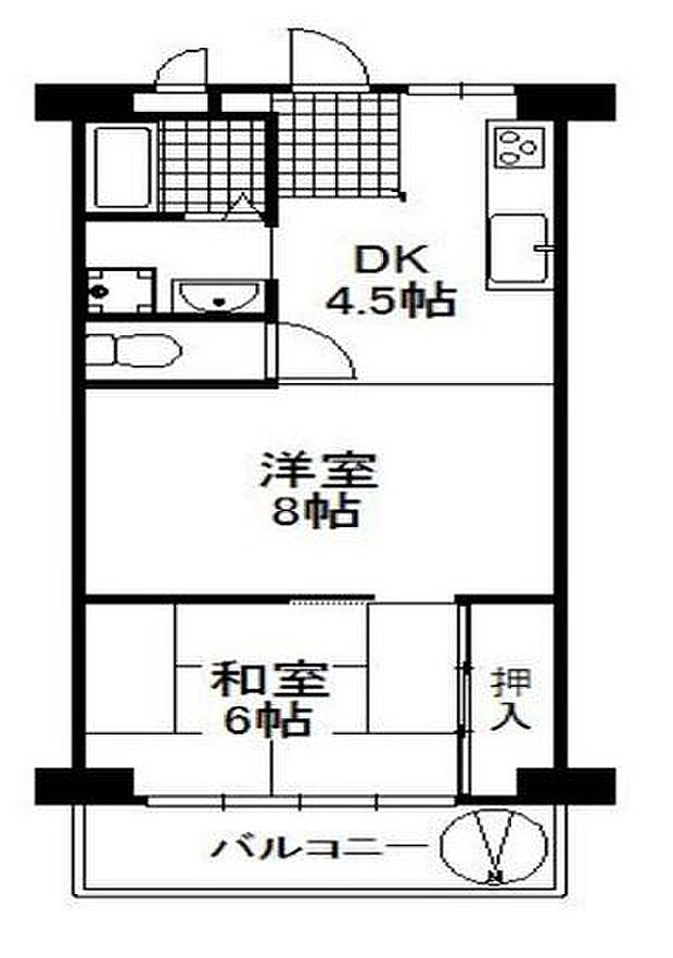 シャルマンコーポ野江第2期(2DK) 6階の間取り図