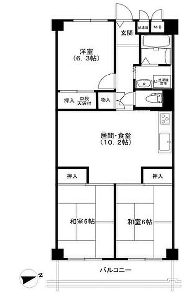 関目グリーンハイツＡ棟(3LDK) 3階の間取り図