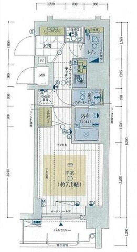 レジュールアッシュ大阪城EAST(1K) 3階の間取り図