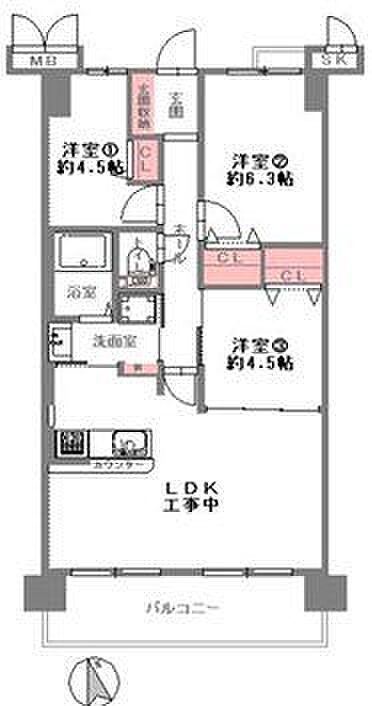 アドリーム城東野江(3LDK) 3階の間取り図