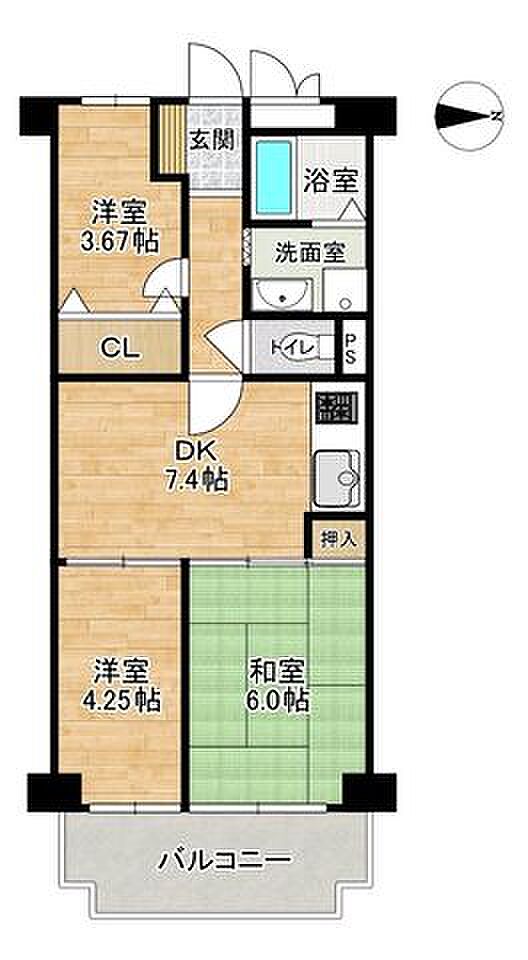 今福グランドハイツ(3DK) 12階の間取り図